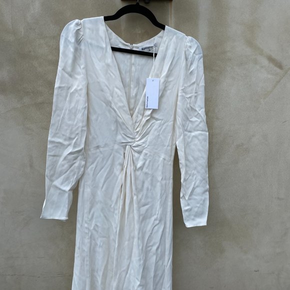 Reformation Gatsby Maxi Dress Ivory Deep V-Neck Twist Front Detail High Slit - Picture 4 of 10